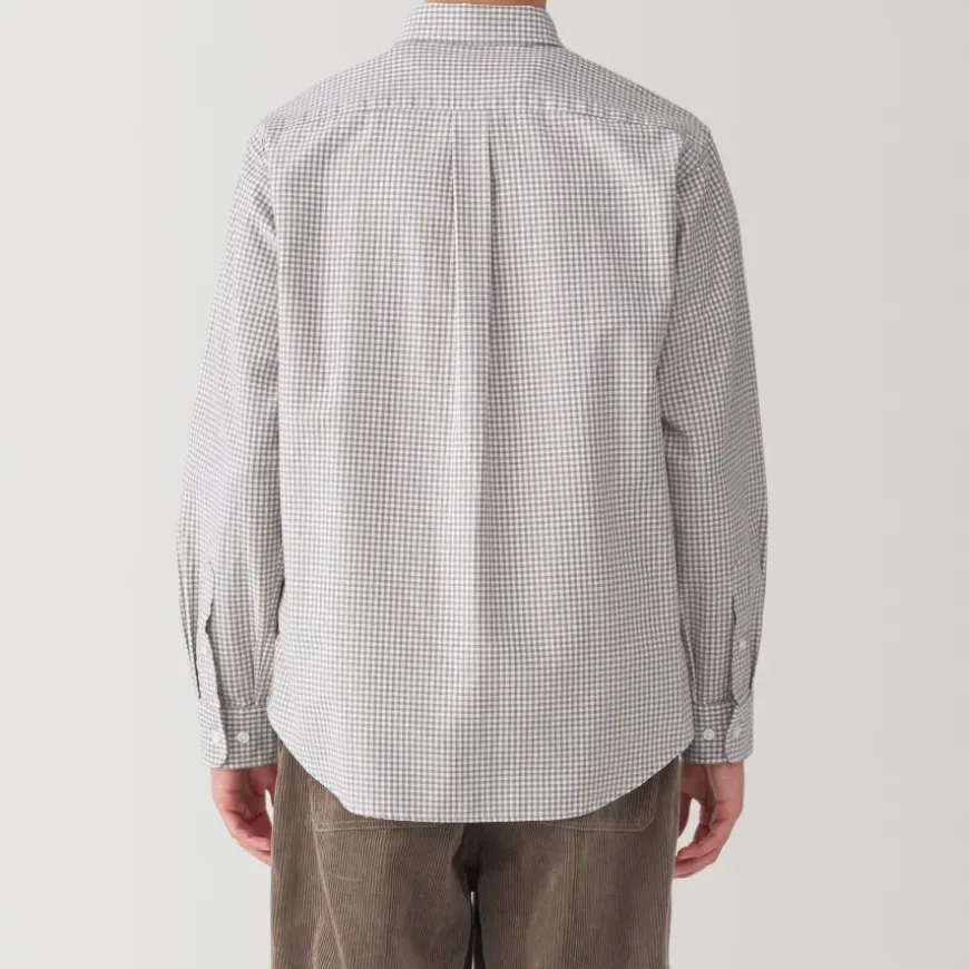 Men's Washed Oxford Button Down Long Sleeve Patterned Shirt