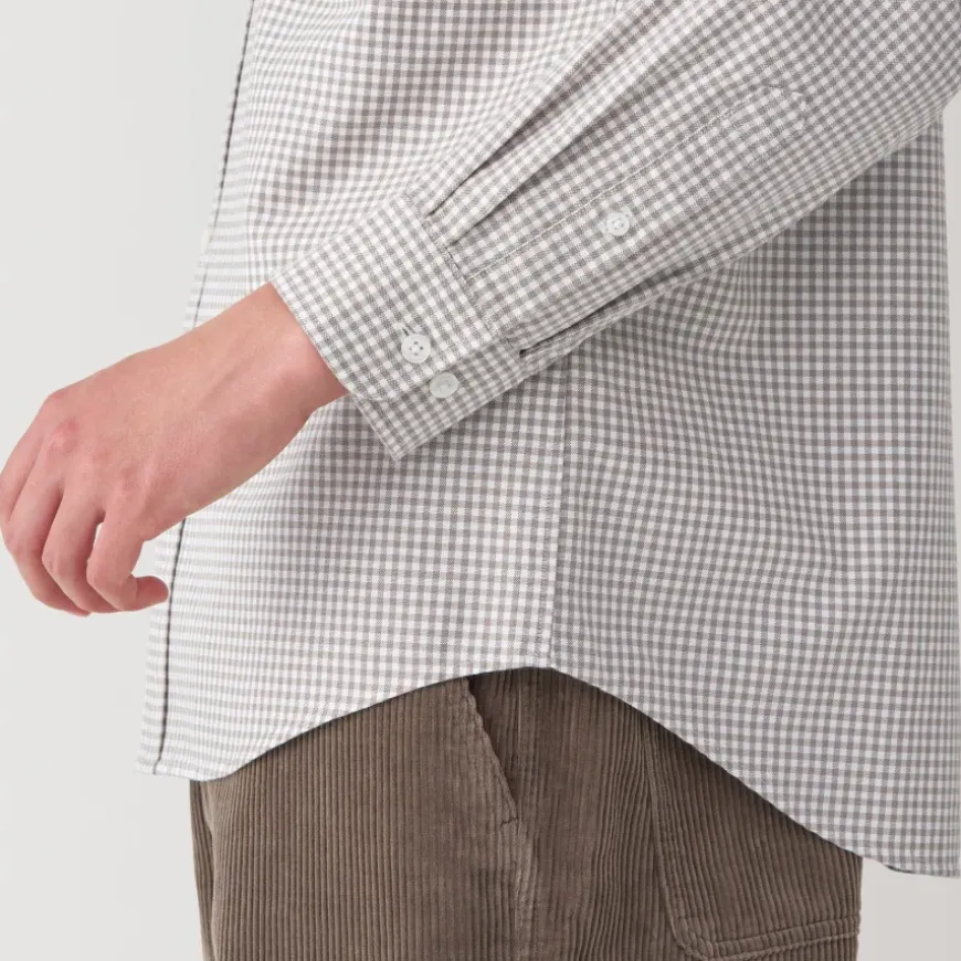 Men's Washed Oxford Button Down Long Sleeve Patterned Shirt