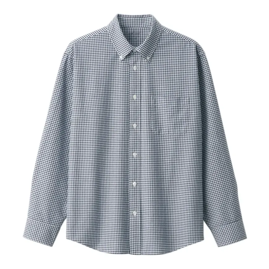 Men's Washed Oxford Button Down Long Sleeve Patterned Shirt