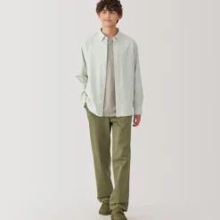 Men's Washed Oxford Button Down Long Sleeve Shirt