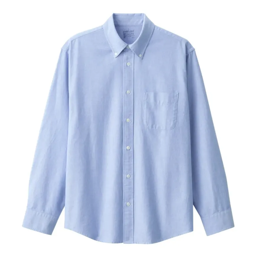 Men's Washed Oxford Button Down Long Sleeve Shirt