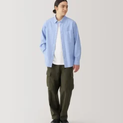 Men's Washed Oxford Button Down Long Sleeve Shirt