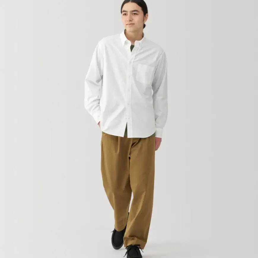 Men's Washed Oxford Button Down Long Sleeve Shirt