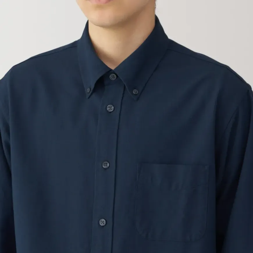 Men's Washed Oxford Button Down Long Sleeve Shirt