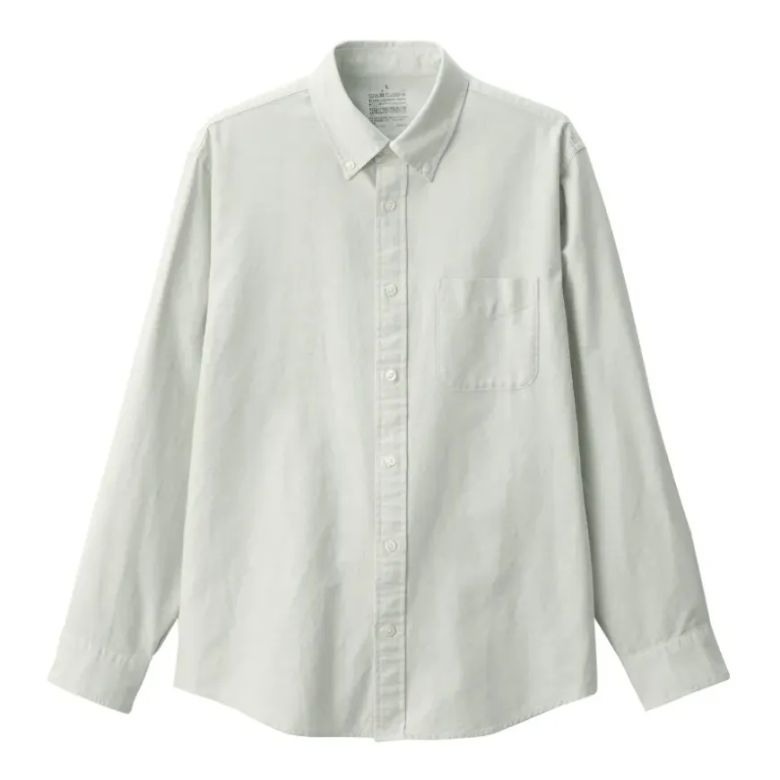 Men's Washed Oxford Button Down Long Sleeve Shirt