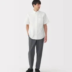 Men's Washed Oxford Button Down Short Sleeve Shirt