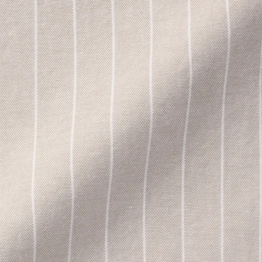 Men's Washed Oxford Stand Collar Long Sleeve Striped Shirt