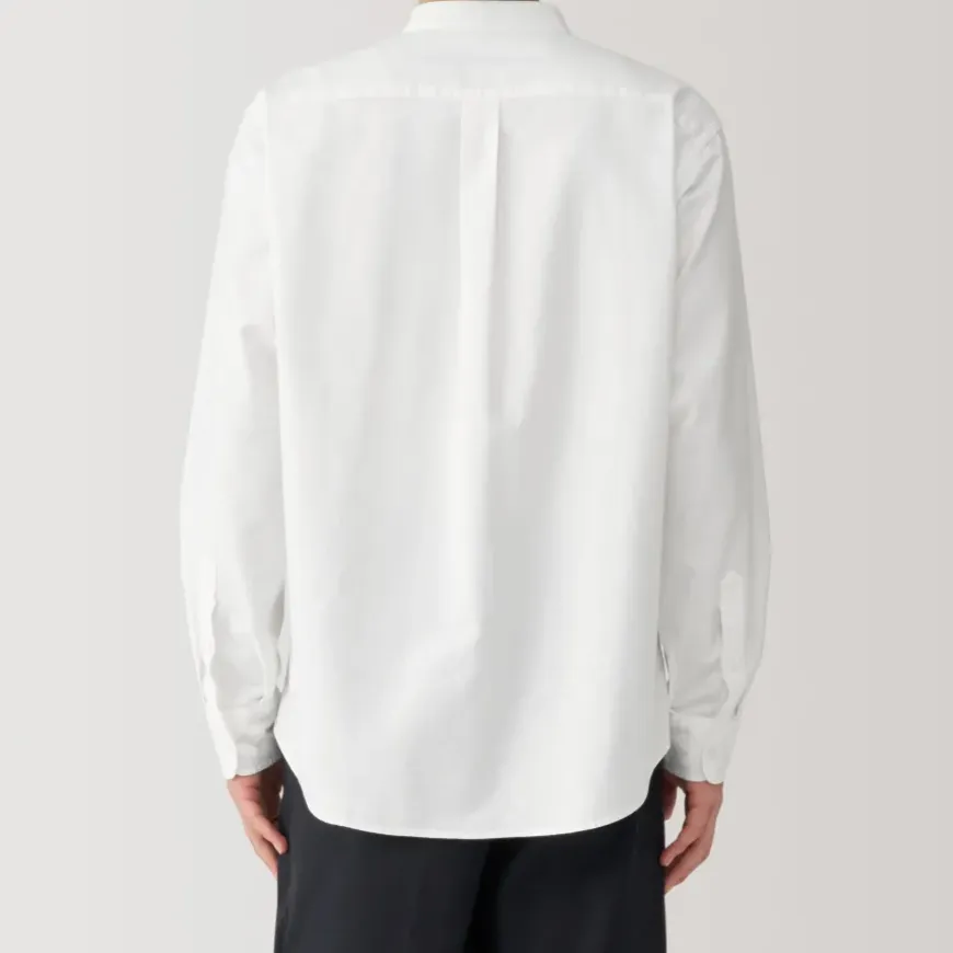 Men's Washed Oxford Stand Collar Long Sleeve Shirt