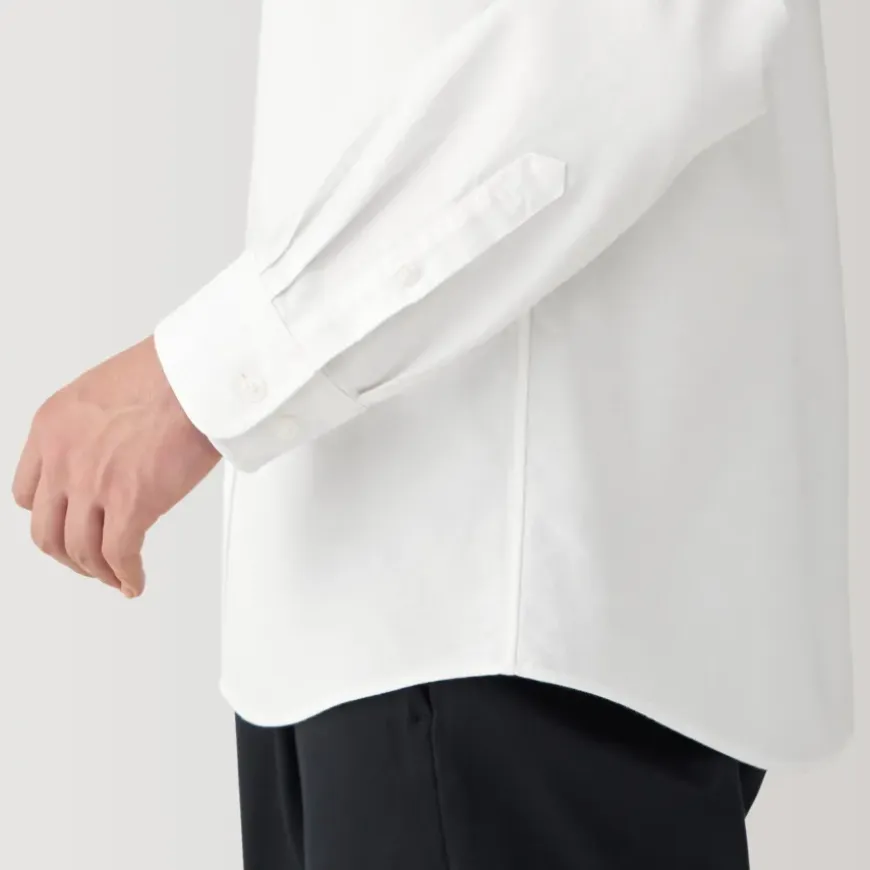 Men's Washed Oxford Stand Collar Long Sleeve Shirt