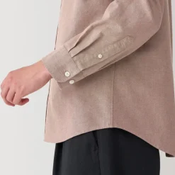 Men's Washed Oxford Stand Collar Long Sleeve Shirt