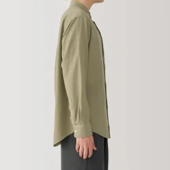 Men's Washed Oxford Stand Collar Long Sleeve Shirt