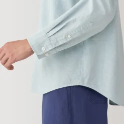 Men's Washed Oxford Stand Collar Long Sleeve Shirt