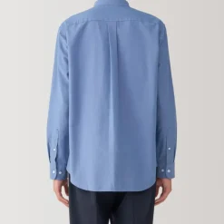 Men's Washed Oxford Stand Collar Long Sleeve Shirt