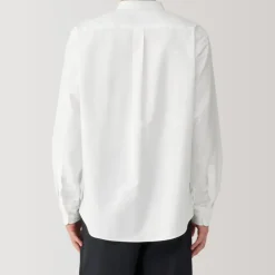 Men's Washed Oxford Stand Collar Long Sleeve Shirt