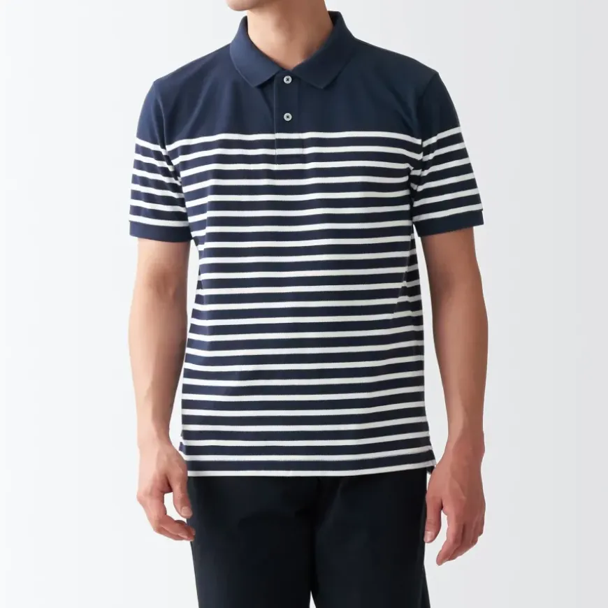 Men's Washed Pique Polo Shirt Stripe
