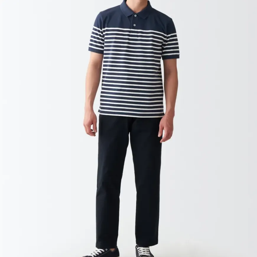 Men's Washed Pique Polo Shirt Stripe
