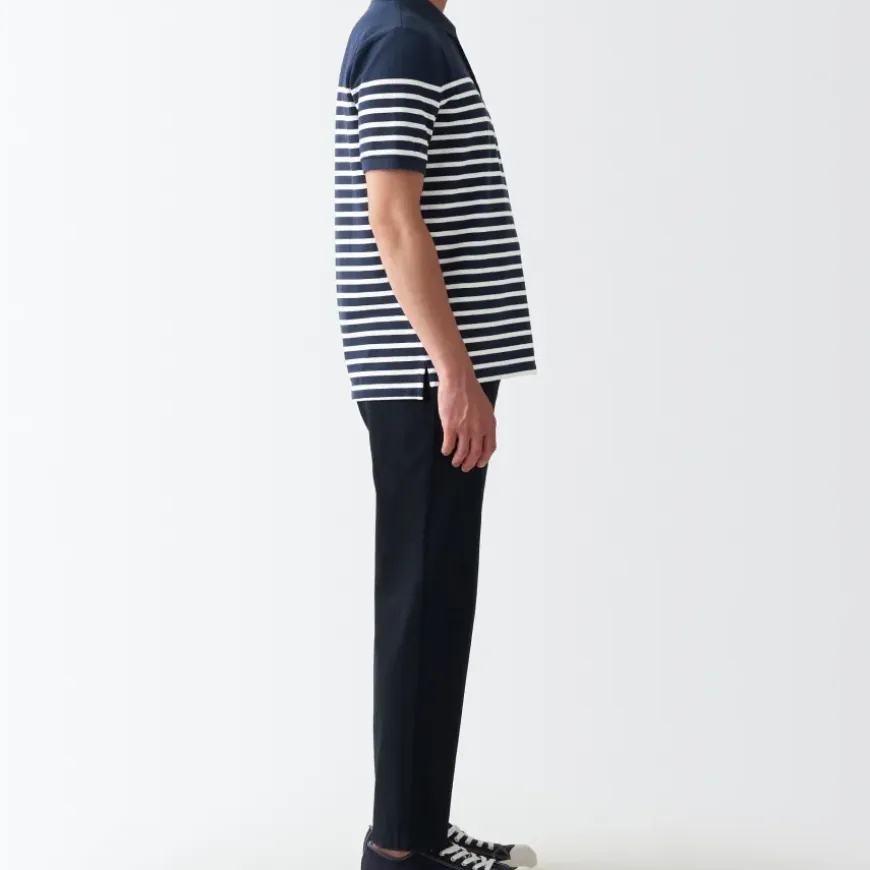 Men's Washed Pique Polo Shirt Stripe