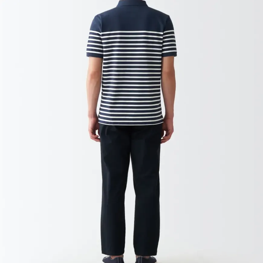 Men's Washed Pique Polo Shirt Stripe