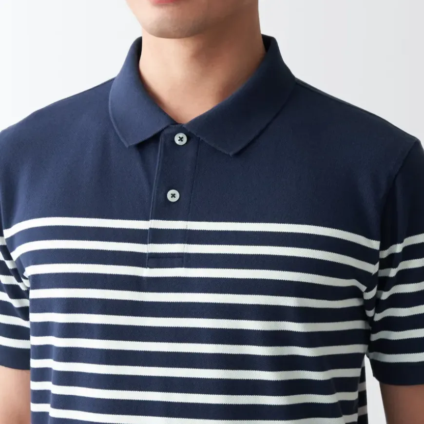 Men's Washed Pique Polo Shirt Stripe