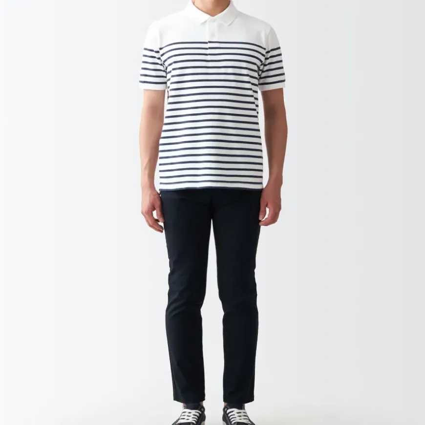 Men's Washed Pique Polo Shirt Stripe