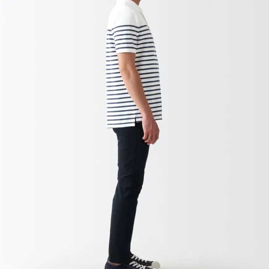 Men's Washed Pique Polo Shirt Stripe