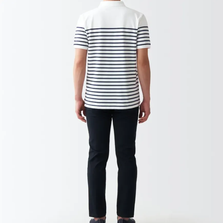 Men's Washed Pique Polo Shirt Stripe