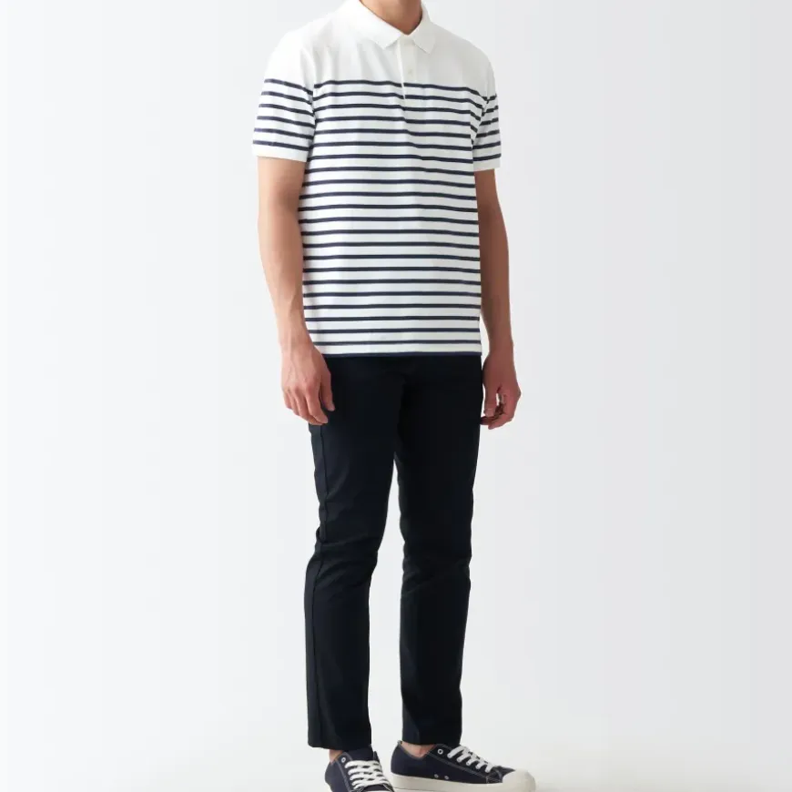 Men's Washed Pique Polo Shirt Stripe