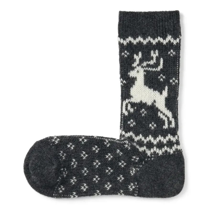Right Angle Loose Top Reindeer Pattern Socks