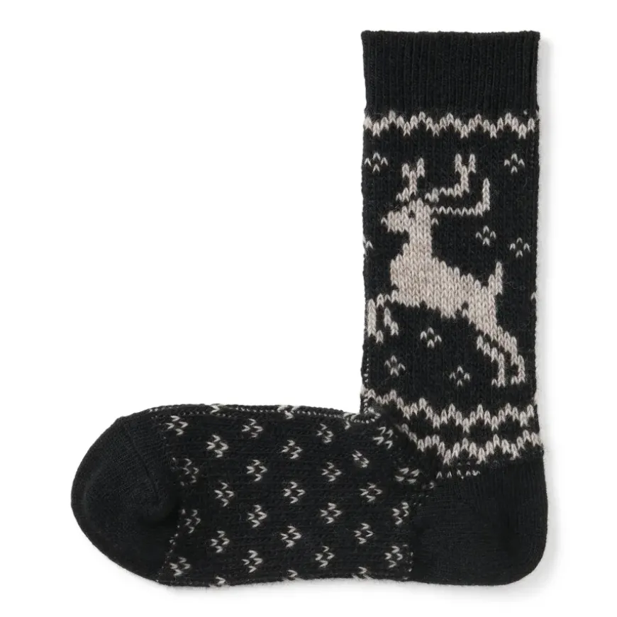 Right Angle Loose Top Reindeer Pattern Socks