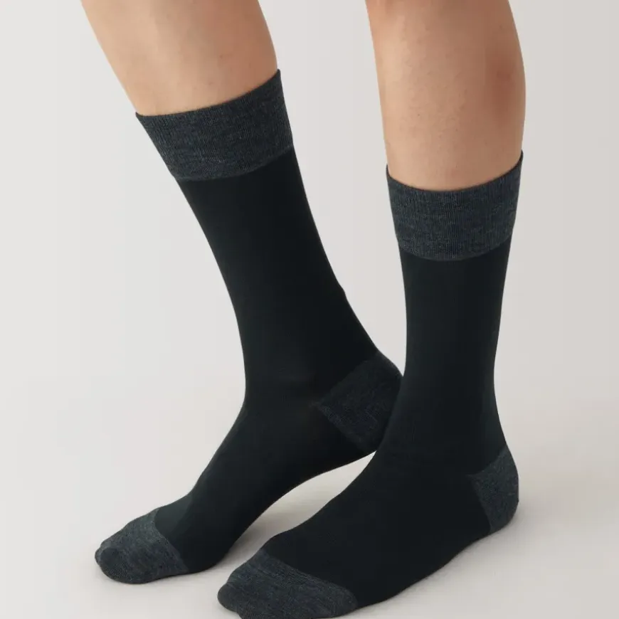 Right Angle Lustrous Wool Mix Thin Socks