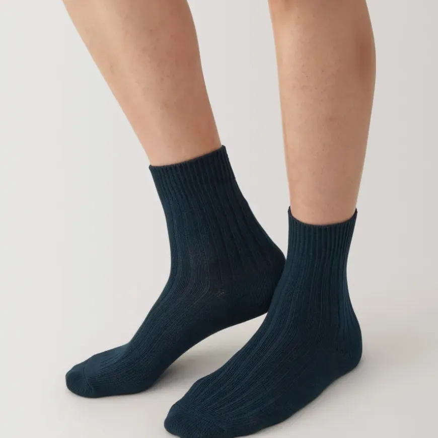 Right Angle Ribbed Thick Short Socks