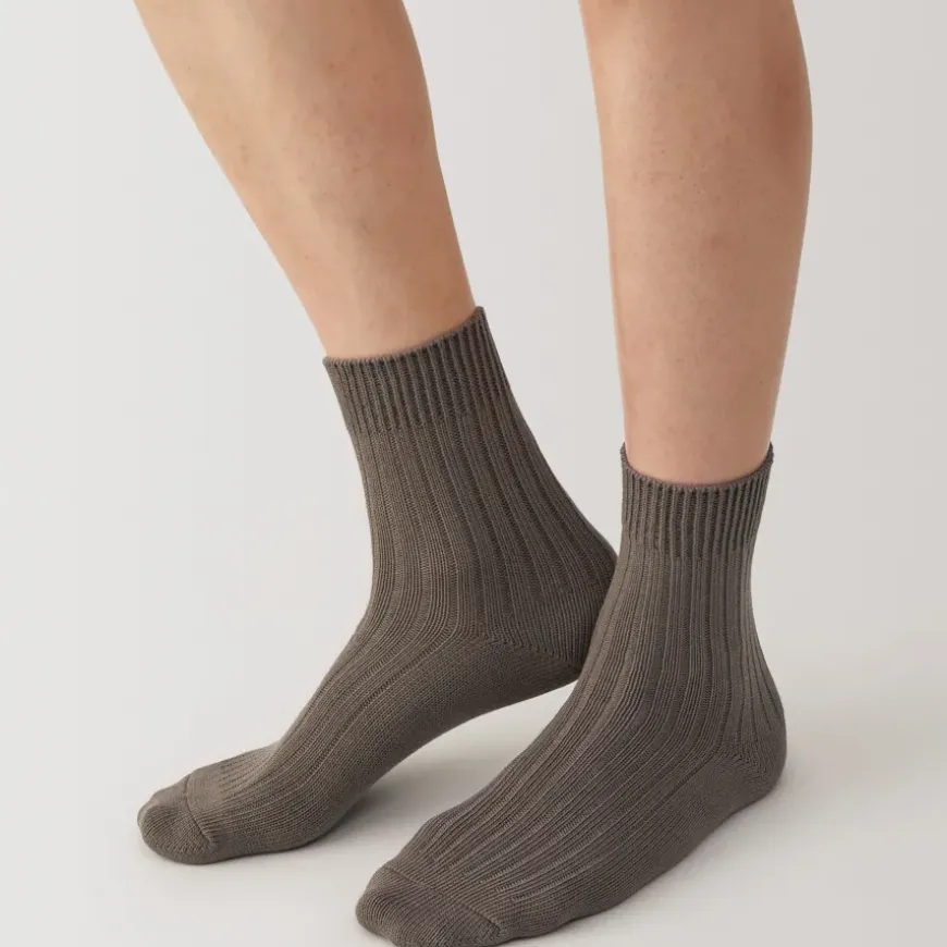 Right Angle Ribbed Thick Short Socks
