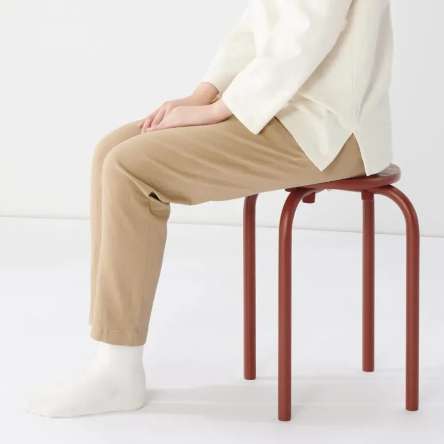 Steel Pipe Stacking Stool - Burgundy