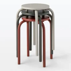 Steel Pipe Stacking Stool - Burgundy