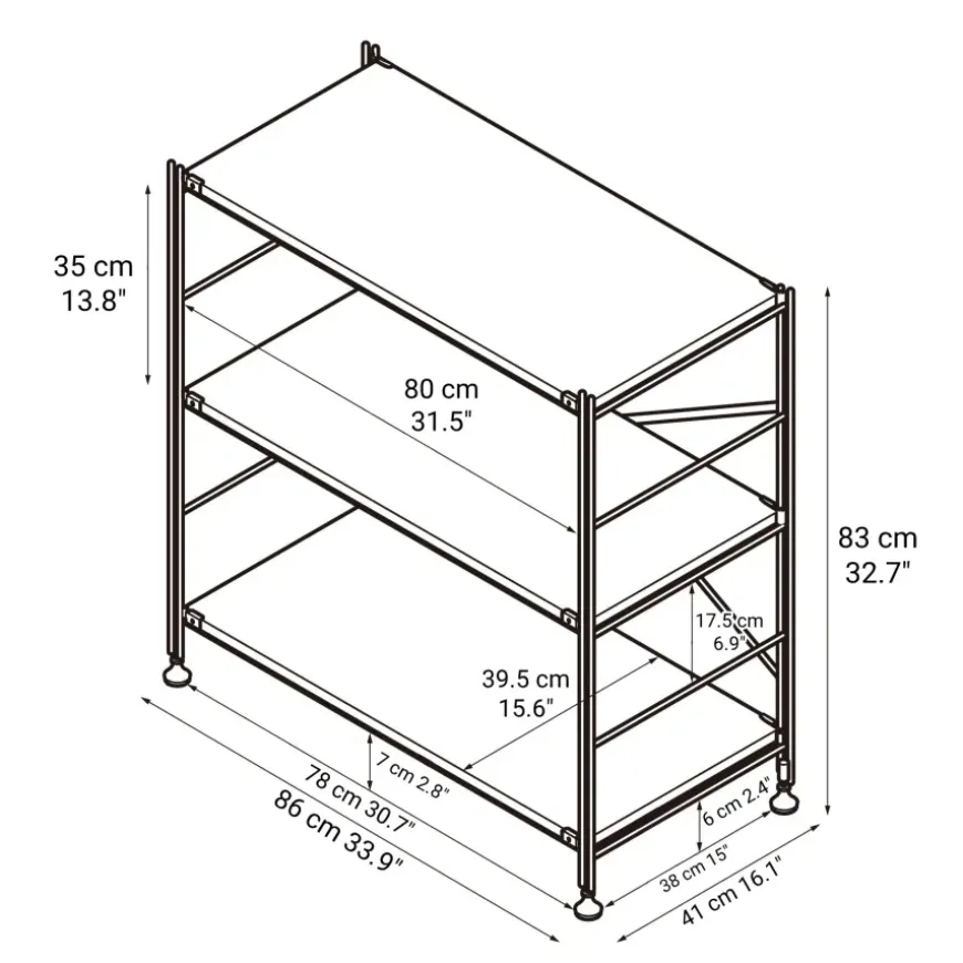 SUS Shelving Unit - Stainless Steel - Wide - Small