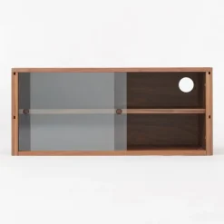 SUS Shelving Unit Box with Glass Door - Walnut