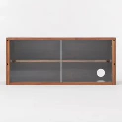 SUS Shelving Unit Box with Glass Door - Walnut