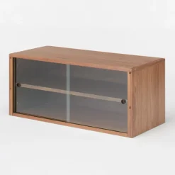 SUS Shelving Unit Box with Glass Door - Walnut