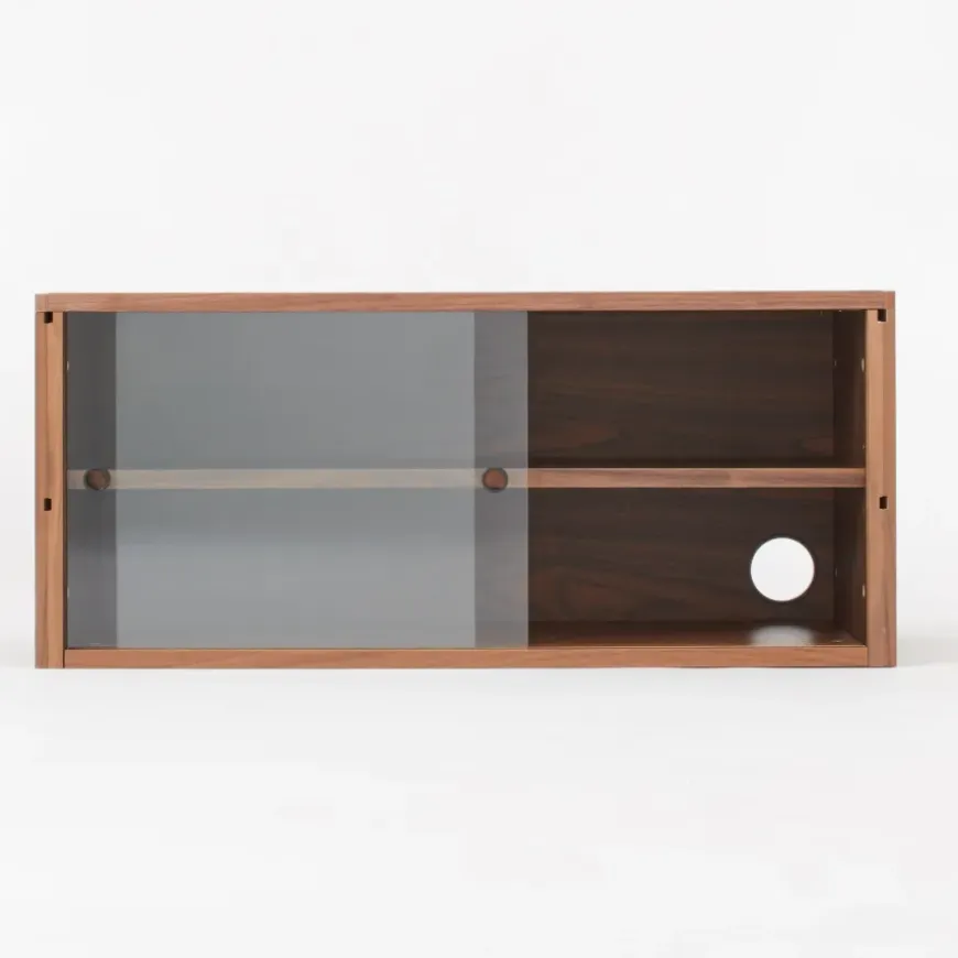 SUS Shelving Unit Box with Glass Door - Walnut