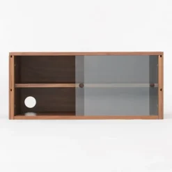SUS Shelving Unit Box with Glass Door - Walnut