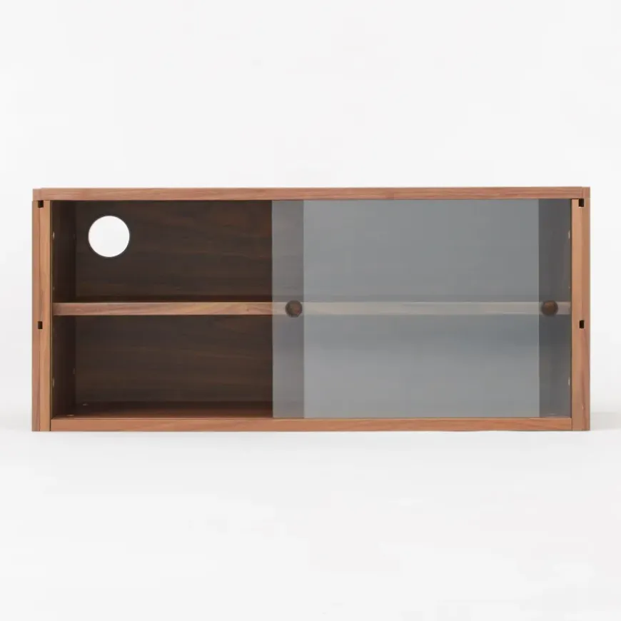SUS Shelving Unit Box with Glass Door - Walnut