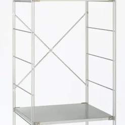 SUS Shelving Unit Cross Bar - Stainless Steel / Oak