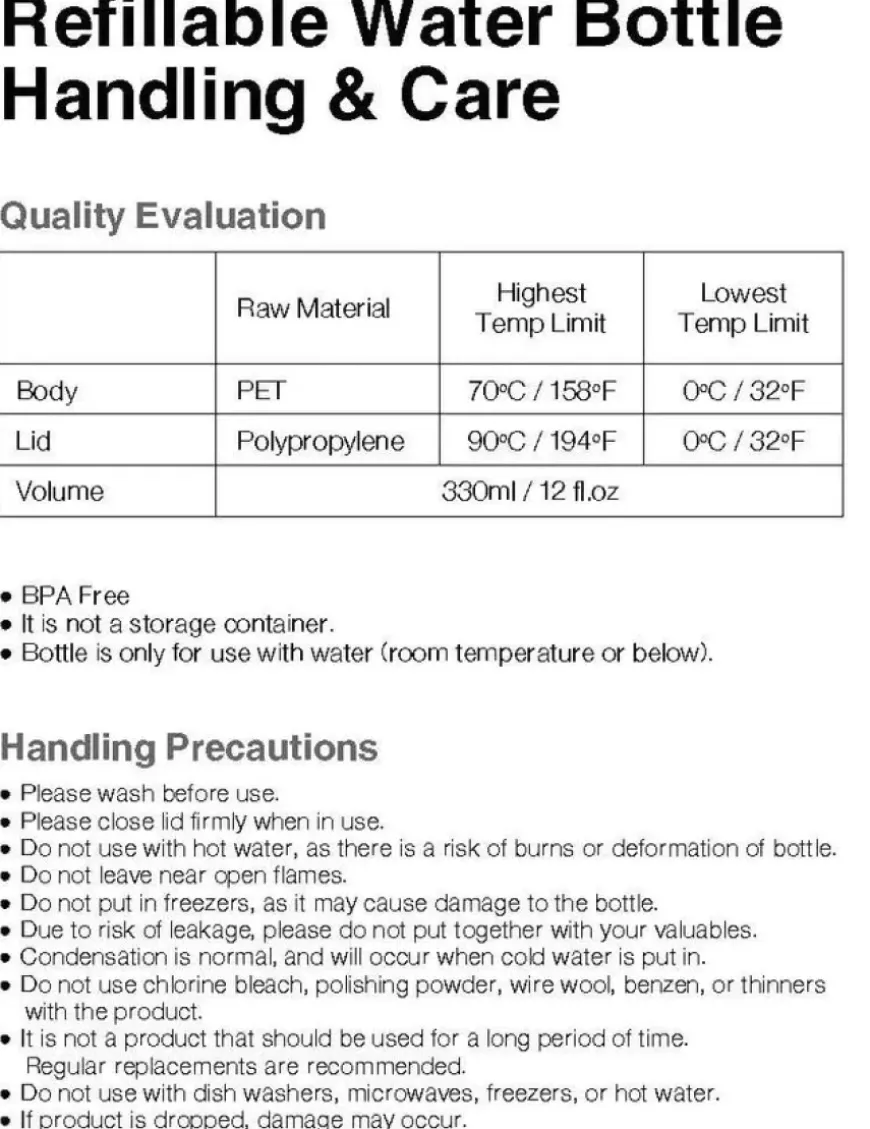 Water Bottle 11.1 fl oz
