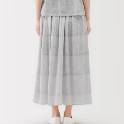 Women's Block Print Gather Maxi-Skirt