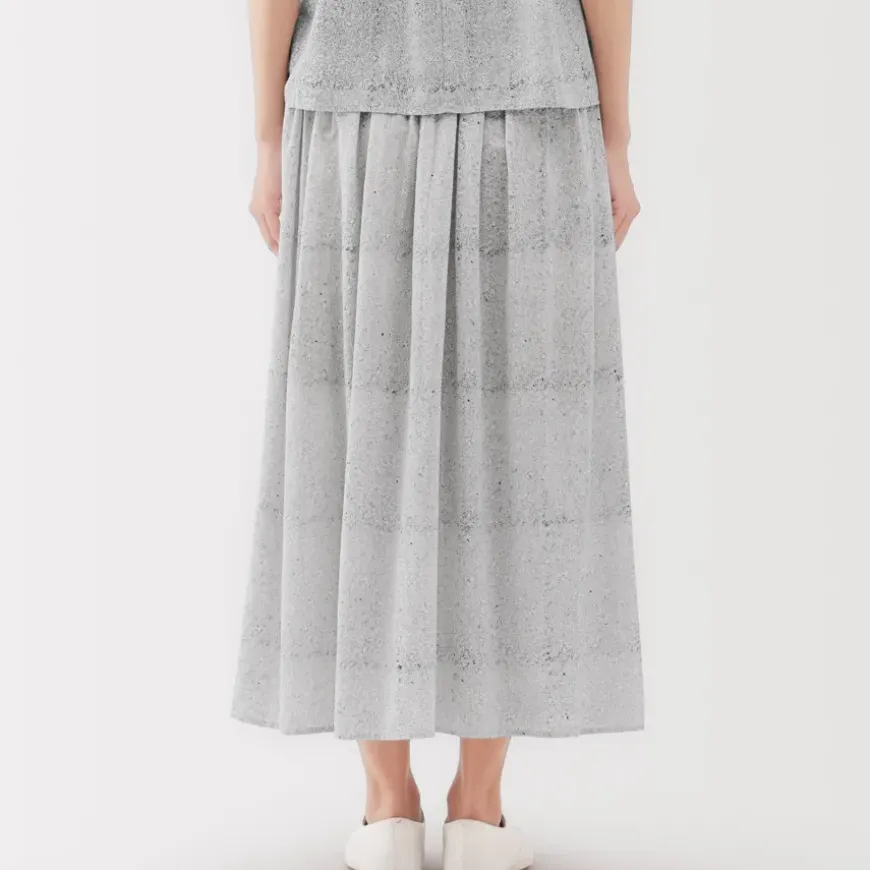 Women's Block Print Gather Maxi-Skirt