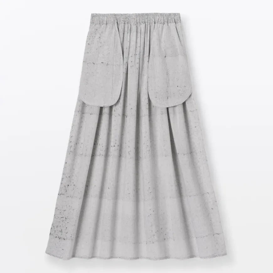 Women's Block Print Gather Maxi-Skirt