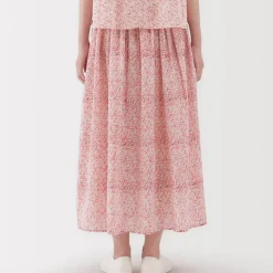 Women's Block Print Gather Maxi-Skirt