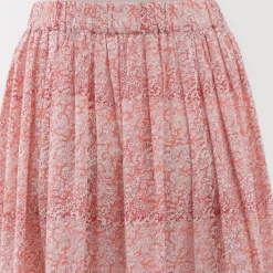 Women's Block Print Gather Maxi-Skirt