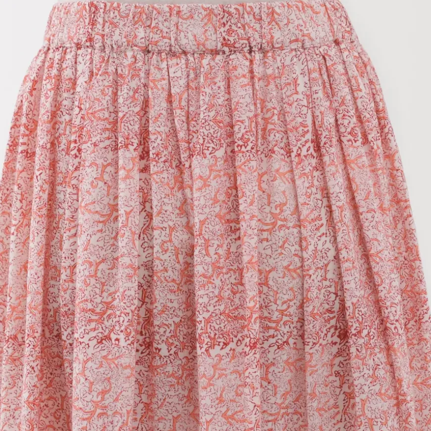Women's Block Print Gather Maxi-Skirt