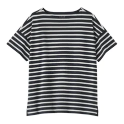 Women's Boat Neck Short Sleeve Striped T-Shirt